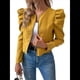 thumbnail image 1 of Chaqueta Corta de Larga para Mujer, con Cremallera, Abrigo, Ropa de Abrigo, Atuendo de Otoño, Chaquetones Amarillo Brillante M, 1 of 9