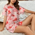 thumbnail image 6 of Bixox Women's Cute Mushroom1 Printed Pajama Set 2 Piece Lounge Set Top and Shorts Soft Pajamas, Shorts with Pockets, 6 of 7