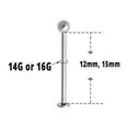 thumbnail image 2 of BodyJewelryOnline 14G 16G Long Surgical Steel Cheek Labret Lip Ring Bead Option 12mm 15mm Men Women, 2 of 8
