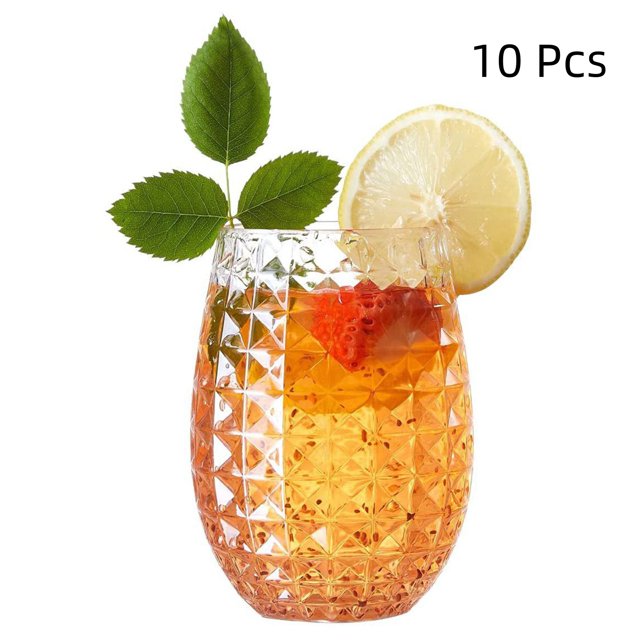 10 PCS Clear Beautiful Shatterproof Whiskey Cocktail And Juice Drinking Plastic Cups - Unbreakable Reusable And Recyclable for Outdoor Pool Party Picnics