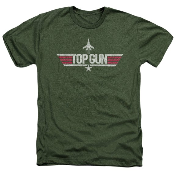 Top Gun Logo Unisex Adult Heather T Shirt, Military Green Heather, 3X-Large