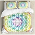 thumbnail image 3 of Colorful Twin Size Duvet Cover Set, Flower of Life Pattern Radiant Colors Cosmic Dimension Space Forms Artful Print, Decorative 2 Piece Bedding Set with 1 Pillow Sham, Multicolor, by Ambesonne, 3 of 3