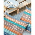 thumbnail image 2 of Outdoor Pillow Covers Pack of 2, Bohemian Orange Blue Geometric Striped Waterproof Throw Pillowcase Cushion Cases, Abstract Tribal Decorative Pillow Cover for Couch Sofa Home Bed Patio, 2 of 6