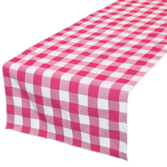 Poplin Table Runner Gingham Checkered Fuchsia