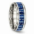thumbnail image 4 of White Stainless Steel Ring Band Wedding Blue Carbon Fiber, 4 of 6
