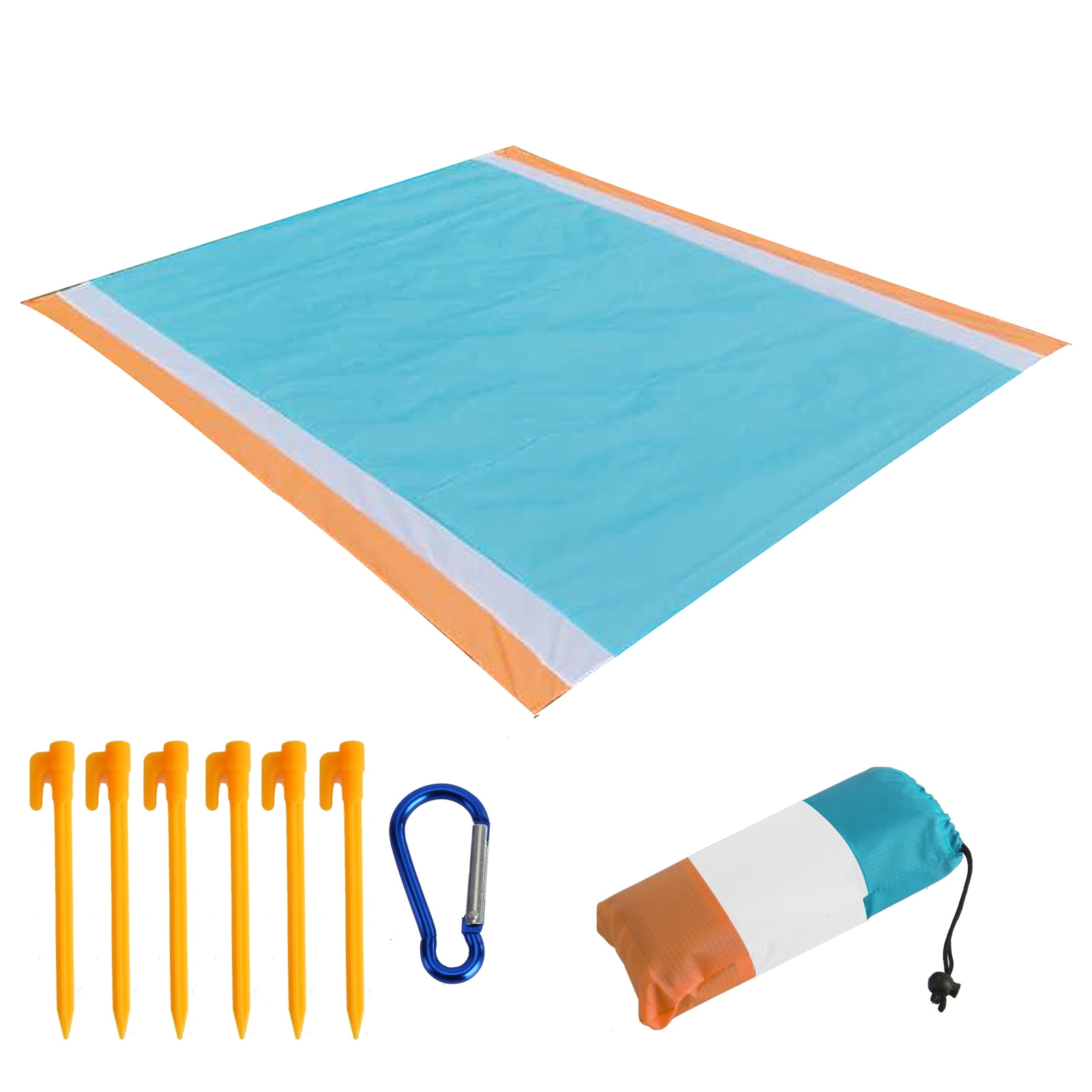 Temacd Beach Blanket Folding Dampproof with Ground Stakes