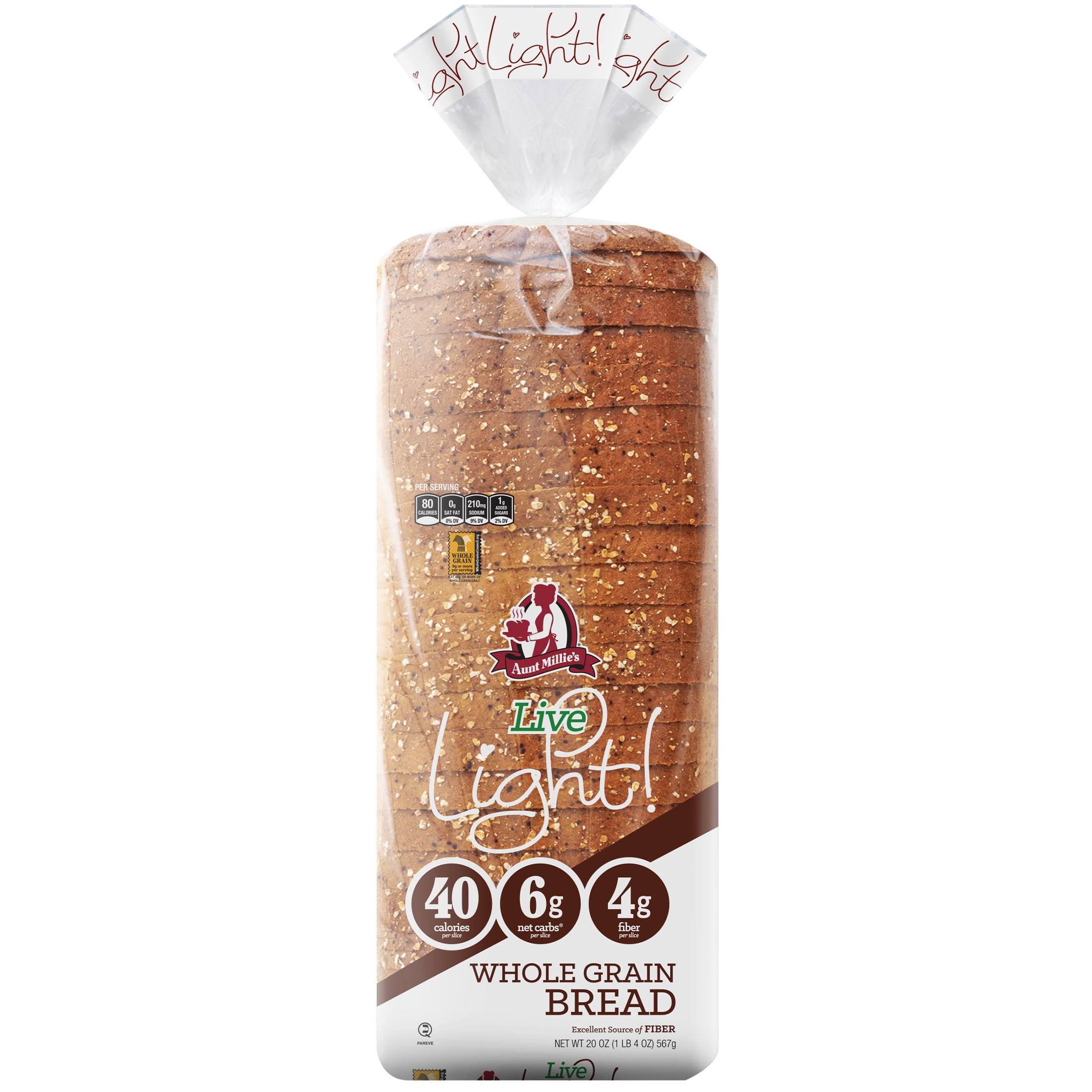 Aunt Millie's Live Light! Whole Grain Bread Loaf, 20 oz