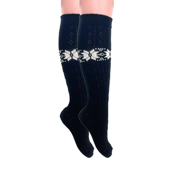 Women's Soft Cotton Knee High Socks with Lace Trim - Fashion Knit Socks (1 Pair)