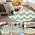 thumbnail image 6 of Sage Green Stripe Round Rugs 3.3ft, Farmhouse Striped Modern Waves Moires Non Slip Washable Rug Runner, Low Pile Indoor Floor Carpet Mat Bathroom Rugs for Living Room, Bedroom, Kids Room, 6 of 9