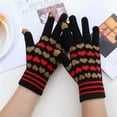 thumbnail image 1 of Women Can Enable Screen Gloves Warm Stretch Knitted Gloves Mittens Winter Keep Warm Knitting Heart Printing Golves Students Outdoor Riding Hiking Mittens, 1 of 4