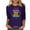 Purple, variant on Fesfesfes Women Plus Size Shirts New Women's V-neck Slim Three Quarter Sleeve Digital Printed T-shirt Top T Shirts for Women M(US:6)