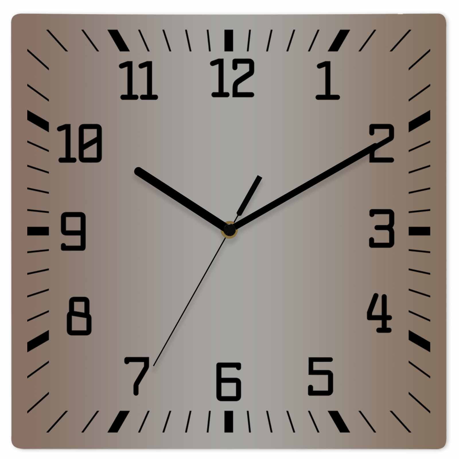 Brown Gray Ombre Wooden Wall Clock Silent Non Ticking, Modern Gradient Abstract Art Square Wall Clocks Battery Operated, Decor Clock for Home Office, Living Room, Kitchen, 12 Inch