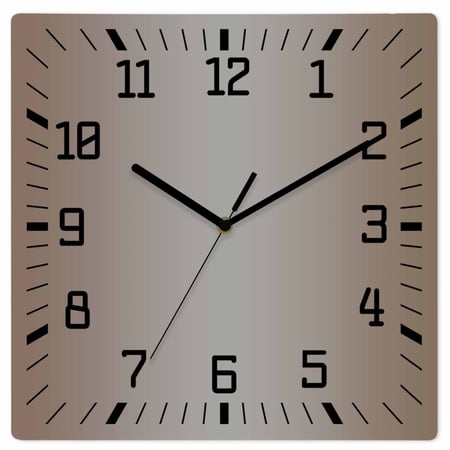 Brown Gray Ombre Wooden Wall Clock Silent Non Ticking, Modern Gradient Abstract Art Square Wall Clocks Battery Operated, Decor Clock for Home Office, Living Room, Kitchen, 12 Inch