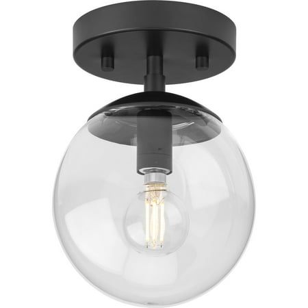 

Atwell Collection One-Light Matte Black Mid-Century Modern Semi-Flush Mount