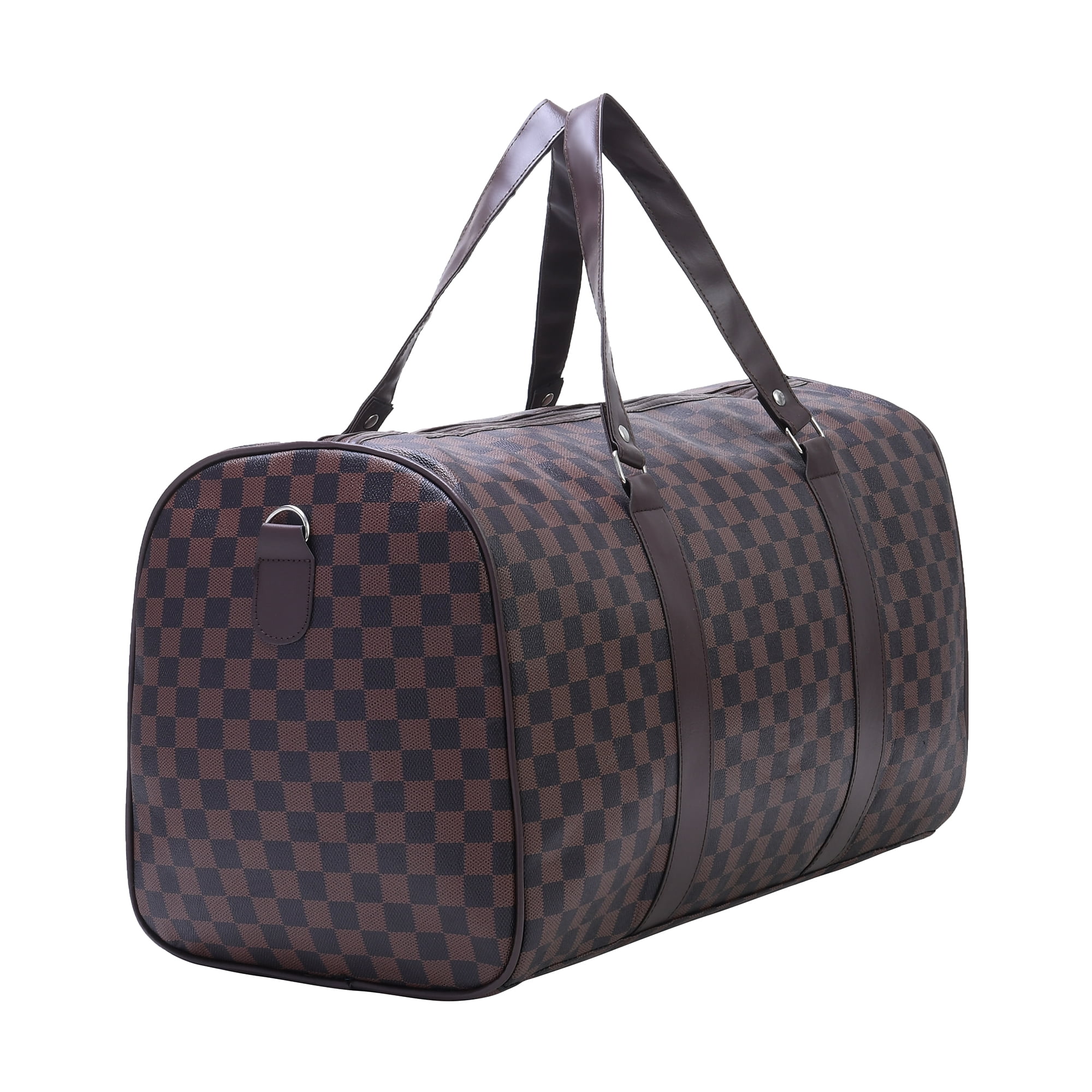 T.sheep Checkered TravelWeekender Duffel Bag PU Leather Oversized ...