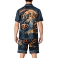 thumbnail image 4 of DORKASM Halloween Matching Pajamas for Men Pj Sets Bat Pumpkin Print Button Down Sleepwear Yellow M, 4 of 4