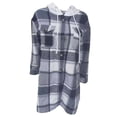 thumbnail image 3 of Womens Lounge Plaid Shacket Jackets Lapel Woolen Button Up Long Shirts Coat Casual Long Sleeve Tartan Shacket Jackets, 3 of 4