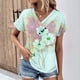 thumbnail image 2 of Camiseta de Manga Corta Suelta con Cuello en V Impresa, Blusa Casual para el Hogar Y el Uso Diario, 2 of 4