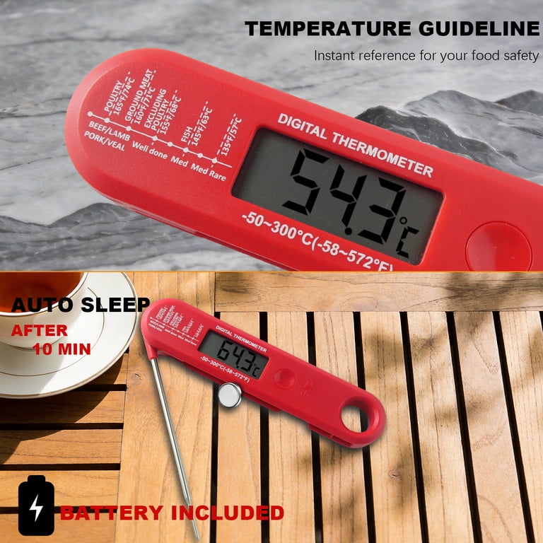 Agcan Digital Meat Thermometer, Foldable Probe Red photo 7