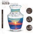 thumbnail image 2 of JAGASY Beach Memorial Urn for Sister, Green Small Urns for Human Ashes Keepsake, Ocean Sunset Orange Clouds Decorative Urns for Siblings, Yellow Miniature Urn for Brother, (3 Inch), 2 of 7