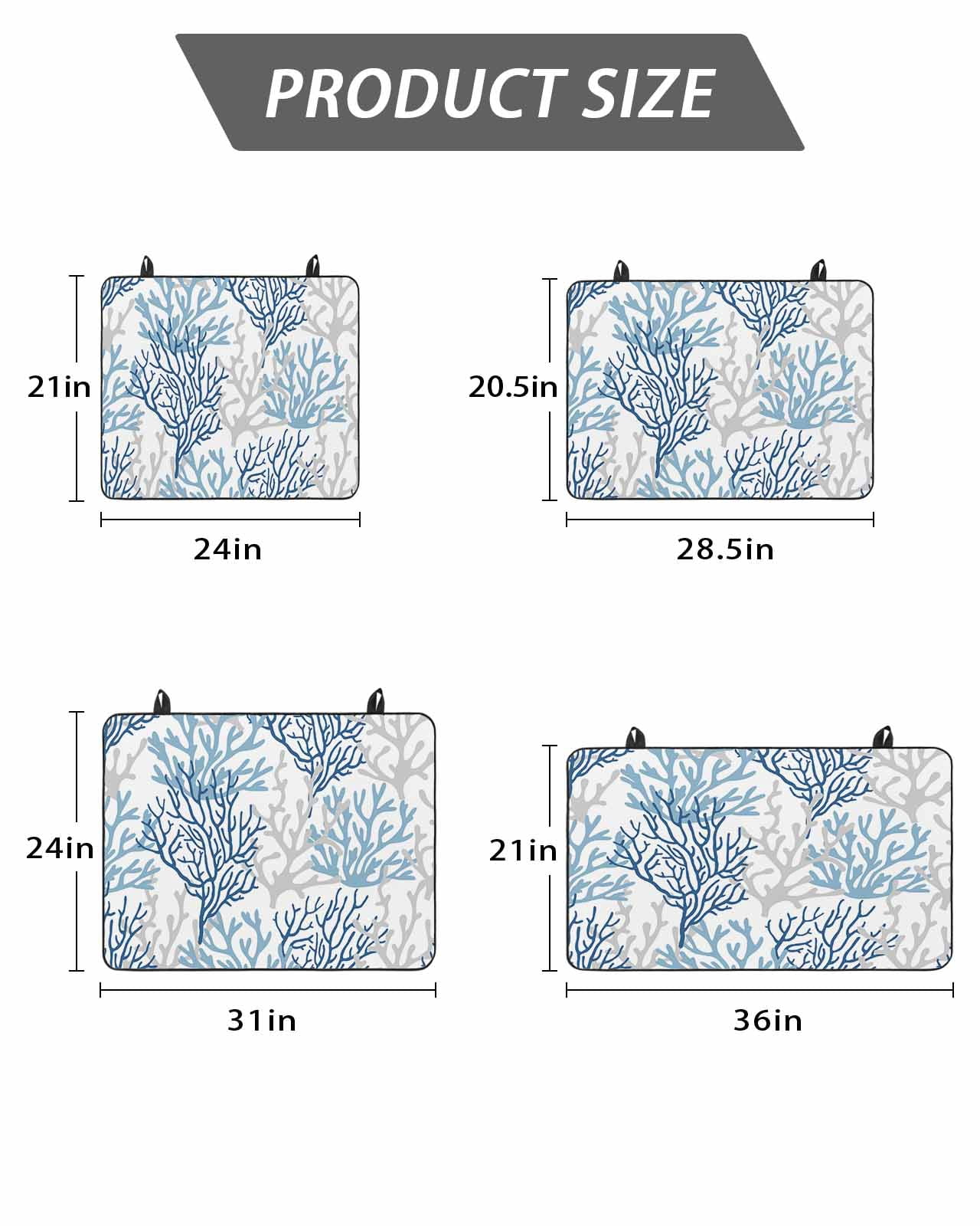 Stove Top Covers for Electric Stove, Navy Blue Coral Coastal Glass Stovetop Cover Protector, Summer Beach Seaside Nautical Induction Cooktop Protector Oven Mat for Kitchen Countertop 24"x21"
