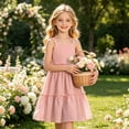thumbnail image 6 of Kids Girl Dresses Spaghetti Strap Ruffle A Line Flowy Dress Red Dress for Girls 7-8 Years, 6 of 6