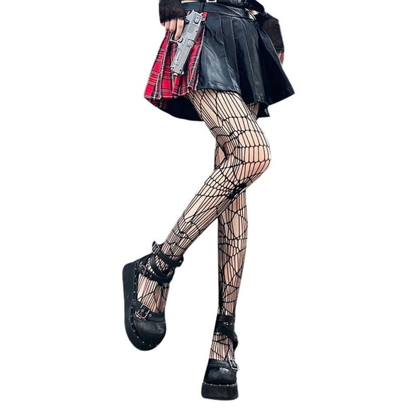 Fishnet Mesh Stockings for Women Punk Hollow Pantyhose Thigh High Socks for Halloween Party