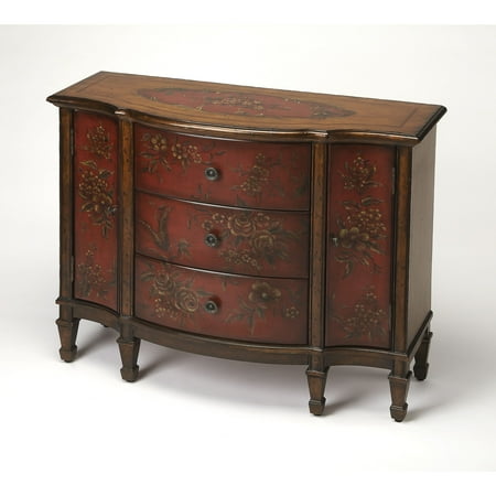- Butler Sheffield Red Hand Painted Console Cabinet