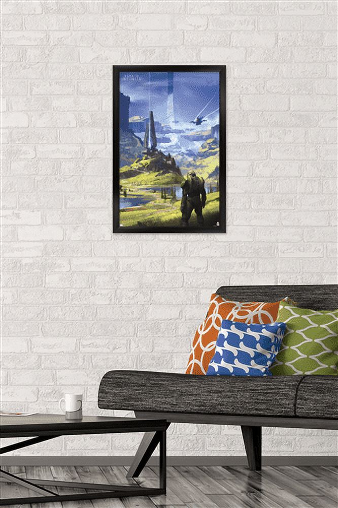 Halo Infinite - Master Chief Valley Wall Poster, 14.725" x 22.375", Framed