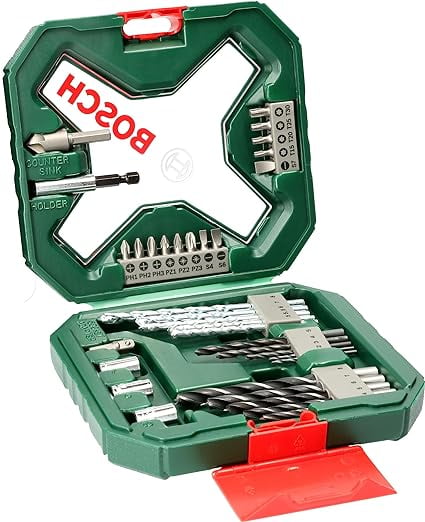 Bosch Drill Bit And Screwdriving Bits Set, 34 Pieces, X-Line Green, Containing Wood Bits, Masonry Bits, Metal Drill Bits And Screwdriver Bits