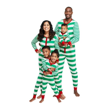 

wsevypo Family Matching Christmas Pajamas Set Adult Women Men Kids Xmas Striped Nightwear Sleepwear Top+Bottom