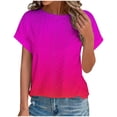 thumbnail image 2 of New trending & for spring GaThRRgYP Womens Tops Plus Size,Ladies' Fashionable Printed Round Neck Curved Hem Short Sleeved Top Hot Pink XXL, 2 of 7