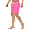 thumbnail image 4 of INSPIRE CHIC Men's Summer Solid Color Beach Drawstring Waist Mesh Lining Swim Shorts Pink 30, 4 of 6