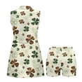 thumbnail image 5 of COEQINE Green and Brown Shamrock Print Women's Golf Dress with Built in Shorts and Pockets for St. Patrick's Day Sleeveless 2 Piece Set Pickleball Dresses V-Neck Zip Up Workout Outfits, L, 5 of 7