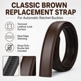 thumbnail image 2 of Men's Ratchet Belt Replacement Strap Only, PU Leather Strap for Automatic Buckle, Cut to Fit 31"-61" Waist, Black Brown - TRISJEM, 2 of 8