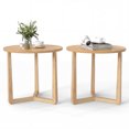 thumbnail image 1 of Gymax 2PCS Round Side Table w/Sturdy Rubber Wood Legs Triangular Structure for Bedroom Natural, 1 of 10