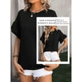 thumbnail image 4 of SLADYGLO Women Round Neck Ruffle Short Sleeve Texture T-Shirt, 4 of 7