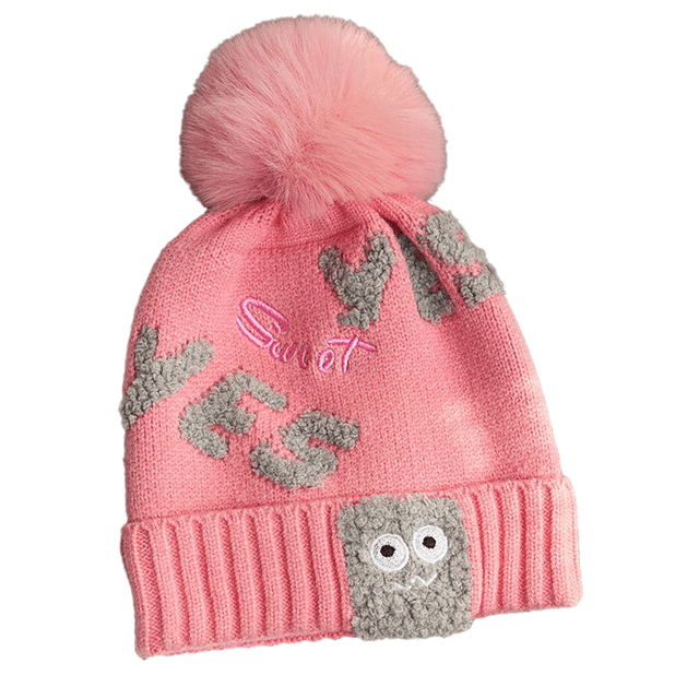 Bonnet Tricoté à Pompons d'Hiver, Chapeau pour Enfants