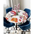 thumbnail image 5 of nqOlkjepod Spring Floral Round Tablecloth, Fitted Table Cover with Elastic for 36"-44" Round Tables, Summer Botanical Birds Colorful Flowers Table Cloth Outdoor Dinning Party Waterproof Tablecloths, 5 of 6