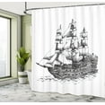 thumbnail image 4 of Ambesonne Sketch Shower Curtain, Hand Drawn Columbus Ship, 69"Wx84"L, Charcoal Grey and White, 4 of 4