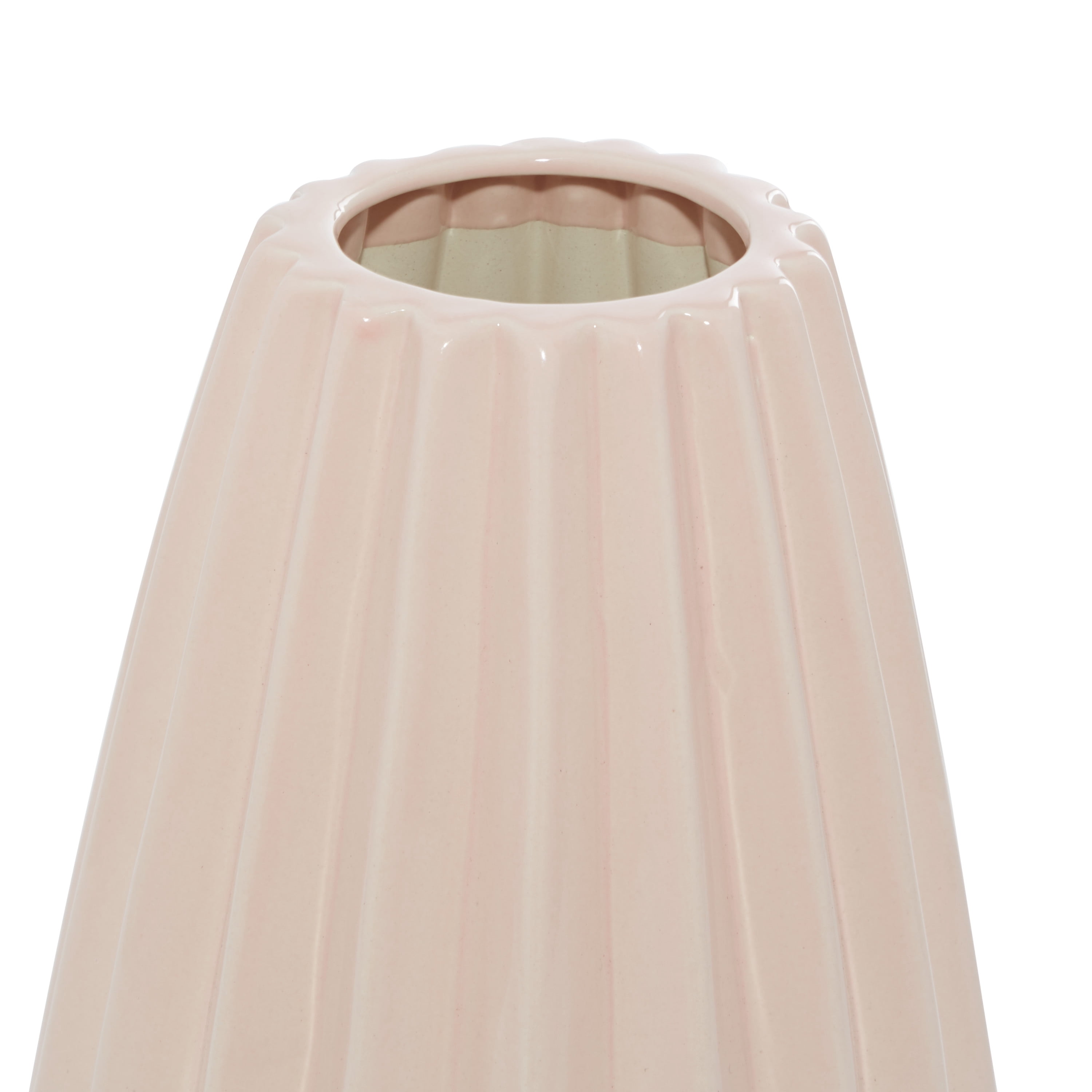 DecMode 11", 8"H Handmade Pink Ceramic Vase, Set of 2