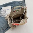 thumbnail image 3 of Bolso bandolera de lona con correas anchas para mujer (correa blanca de colores), 3 of 7