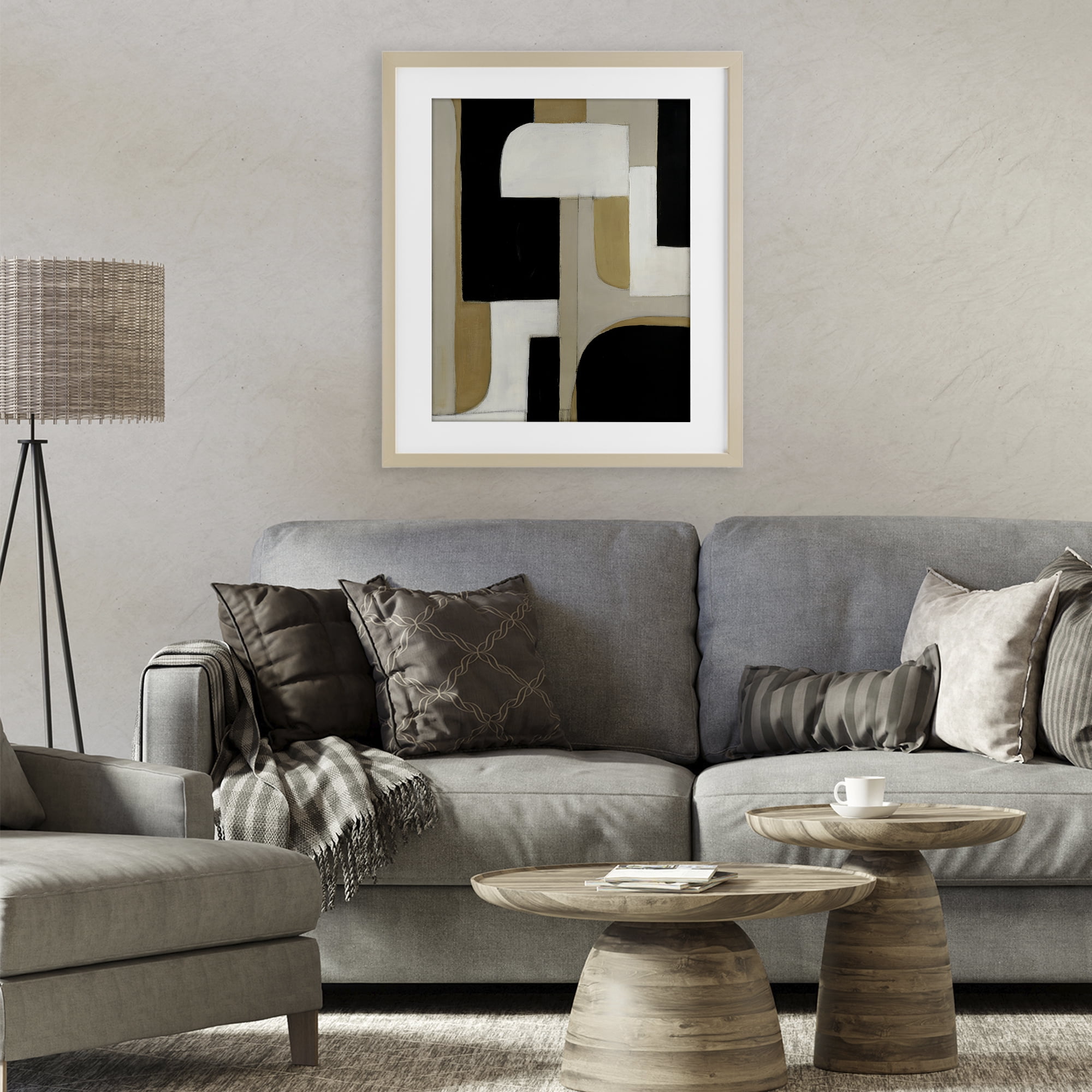 Stupell Industries Minimalist Geometrics in Neutrals Birch Framed Print Under Glass, design by Kippi Leonard
