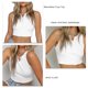 thumbnail image 4 of Mujer sin mangas crop top V cuello slim fit casual verano chaleco acanalado punto superior para ocio turismo al aire libre blanco M, 4 of 5