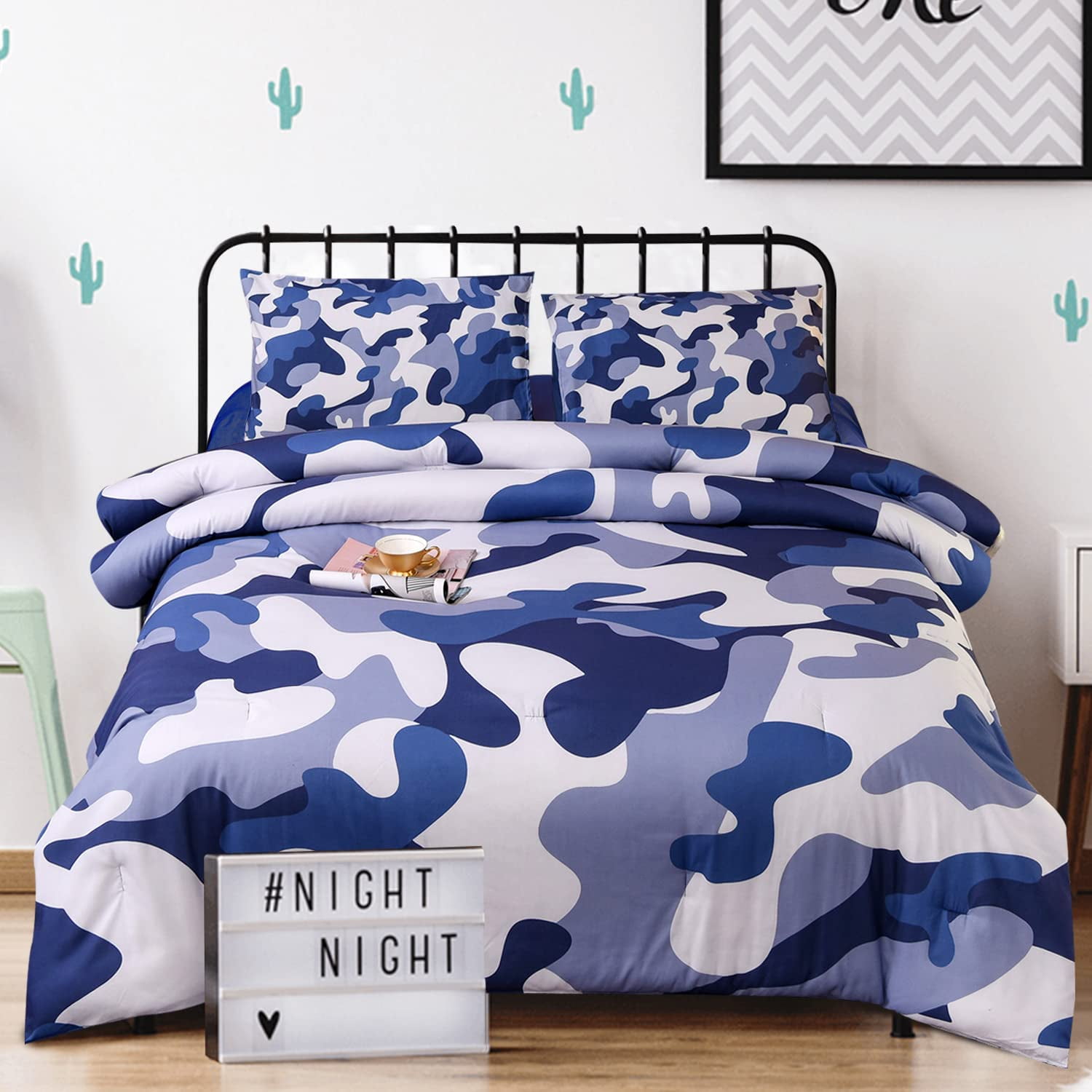 NTBED Camouflage Bedding Set Colorful Pattern Twin Comforter Set for