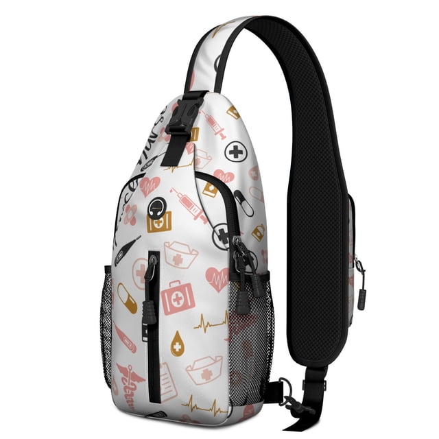 Educational Bookshelf Sling Backpack for Readers, Library Book Print Crossbody Daypack, Book Lover Gift Bag