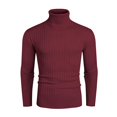 thumbnail image 4 of DHFJKG Turtleneck Solid Color Ribbed Sweater Mens Base Layer Top Slim Fit Solid Color Business Casual Dress Knitwear Keep Warm Long Sleeve Comfort Jumper Tops, 4 of 4