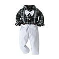 thumbnail image 3 of BULLPIANO Toddler Dress Suit Baby Boys Clothes Sets Long Sleeve Bow Tie T-shirt Suspenders Pants Gentleman Suit Outfits, 3 of 9