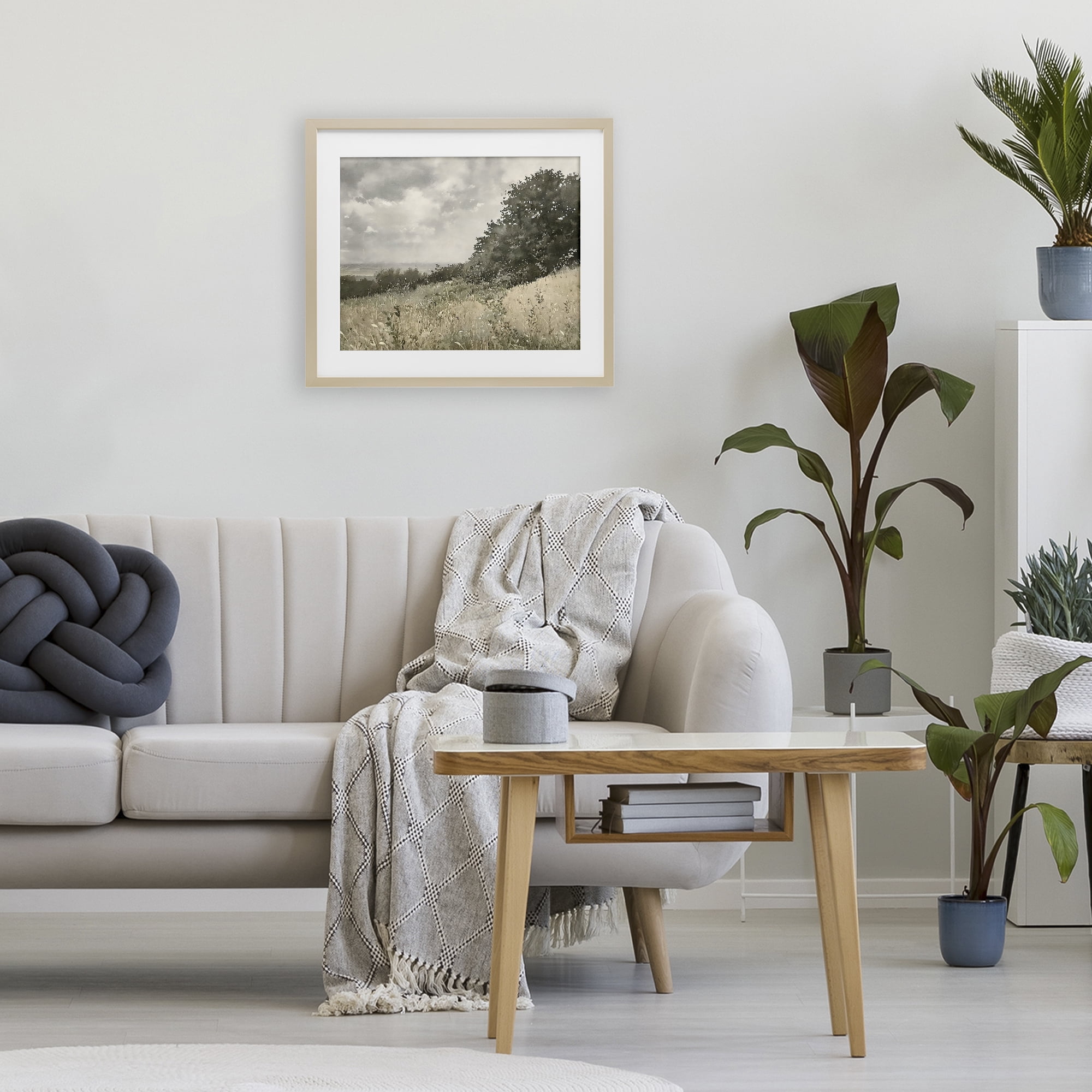 Stupell Industries Soft & Subtle Meadow Landscape Birch Framed Print Under Glass, design by Riley B