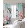 thumbnail image 4 of Coastal Turtle Blackout Curtains for Bedroom Living Room Darkening Curtains 54 Inch Long Nautical Ocean Coral Starfish Seashells Short Curtain for Small Window Treatment Grommet Drapes 42"x54"x2, 4 of 9